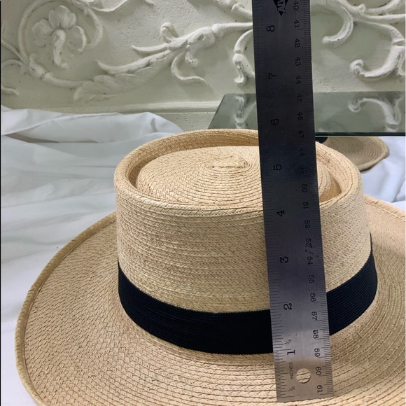 La Giralda Palm Hats Factory Boater Hat Black Band - Picture 5 of 8